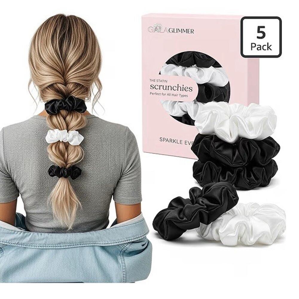 Scrunchies for Women No Damage Scrunchies for Thick Curly Hair High Stretch 5 Pk